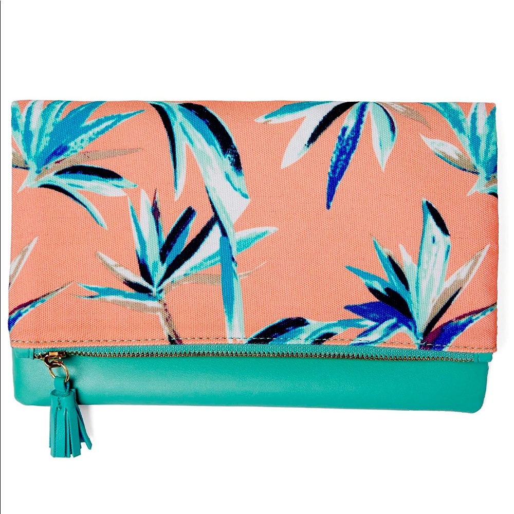 Rachel Pally Reversible Turquoise Floral Clutch